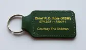 Metallic Gold print on Green Square Keyfob