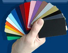 Our foil printed plastic business cards are available in a wide range of colours